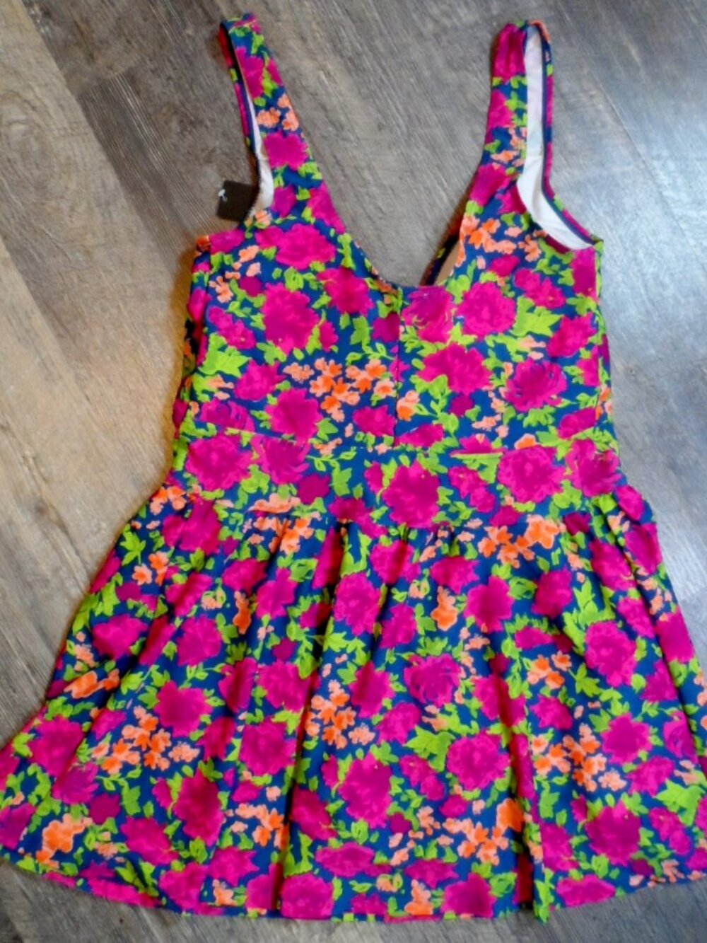 Ingear Swim Dress Swimsuit Navy & Pink Floral Print Sz 12 NWT